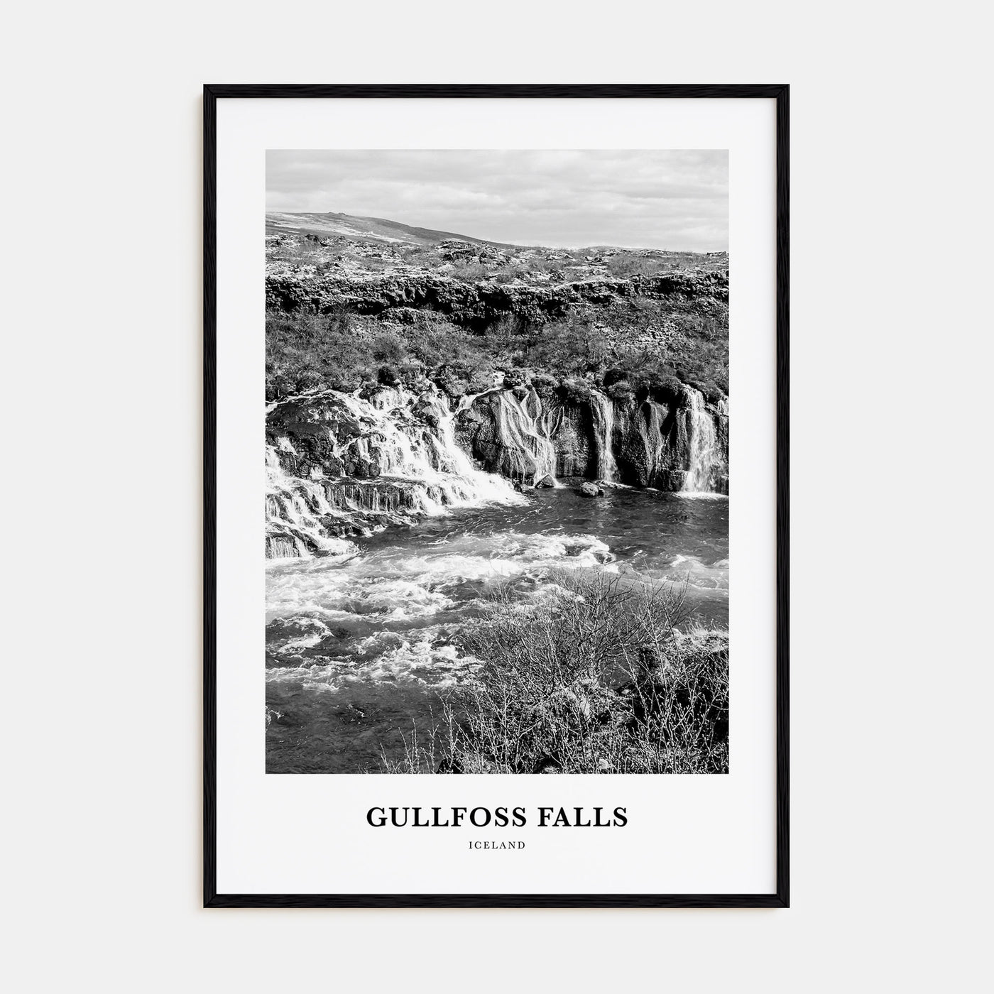 Gullfoss Falls Portrait B&W Poster