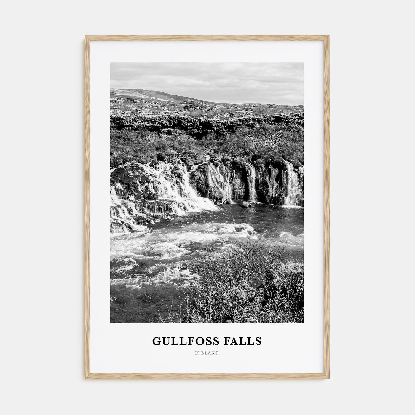 Gullfoss Falls Portrait B&W Poster