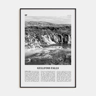 Gullfoss Falls Travel B&W Poster