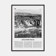 Gullfoss Falls Travel B&W Poster