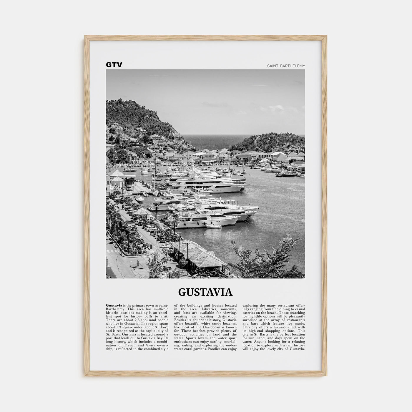 Gustavia Travel B&W Poster