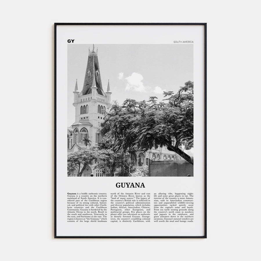 Guyana Travel B&W Poster