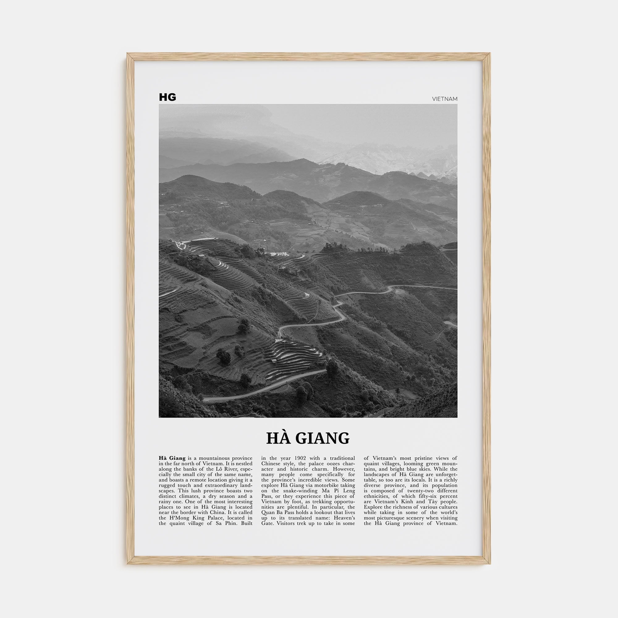 Ha Giang Travel B&W Poster