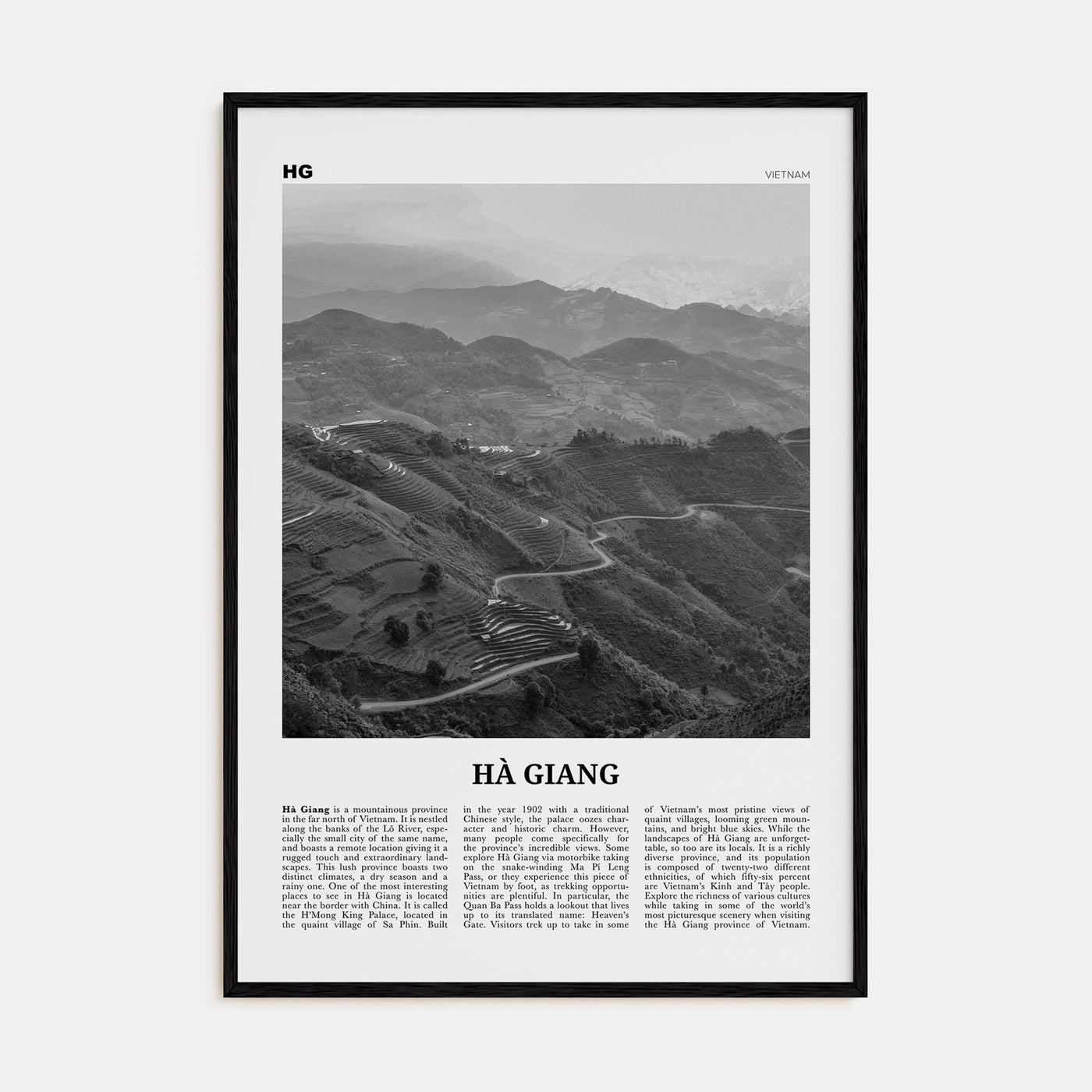 Ha Giang Travel B&W Poster