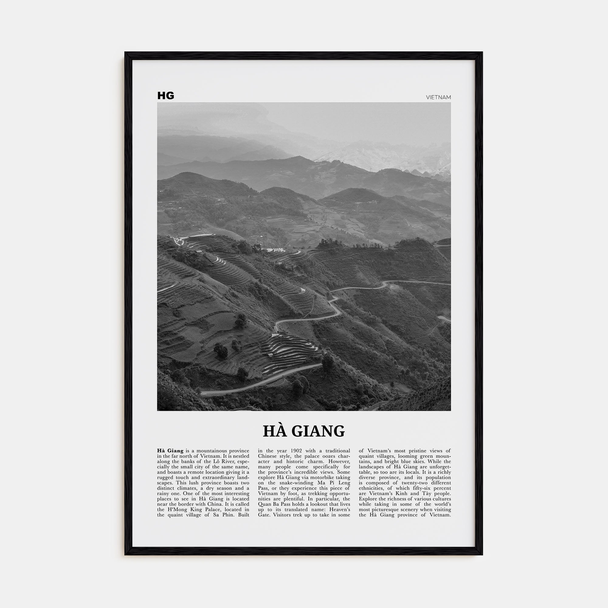 Ha Giang Travel B&W Poster