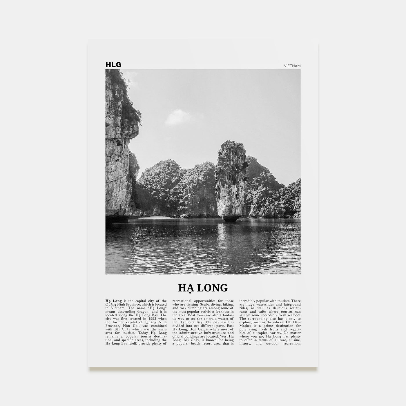 Ha Long Travel B&W Poster