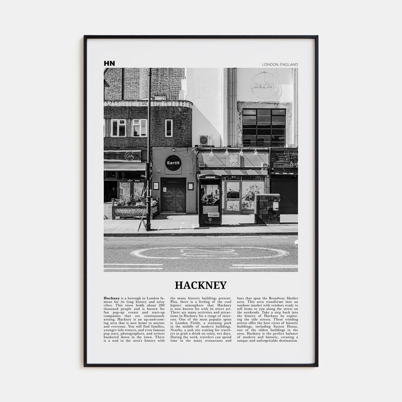 Hackney Travel B&W Poster