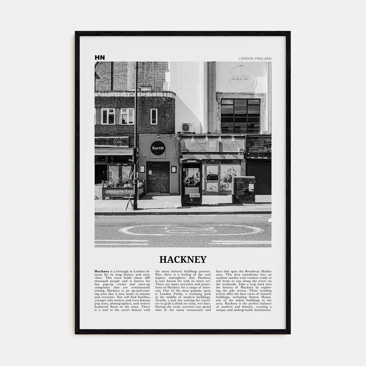 Hackney Travel B&W Poster