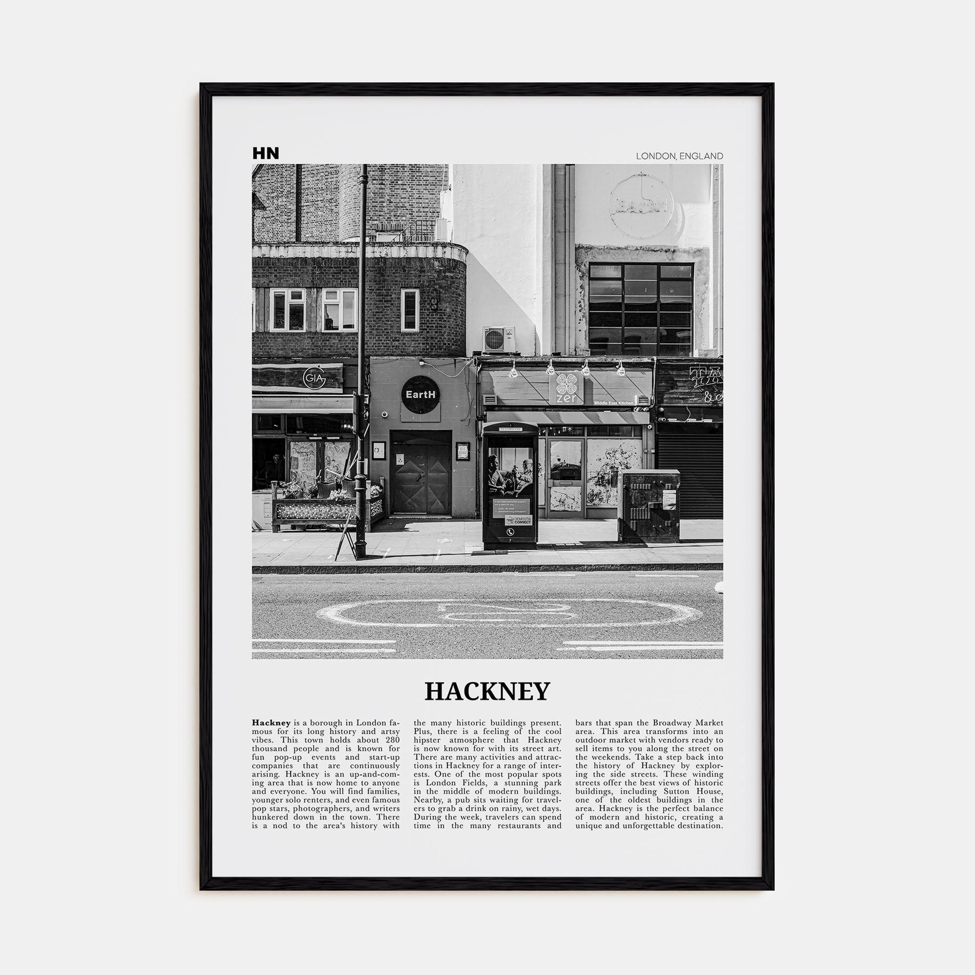 Hackney Travel B&W Poster