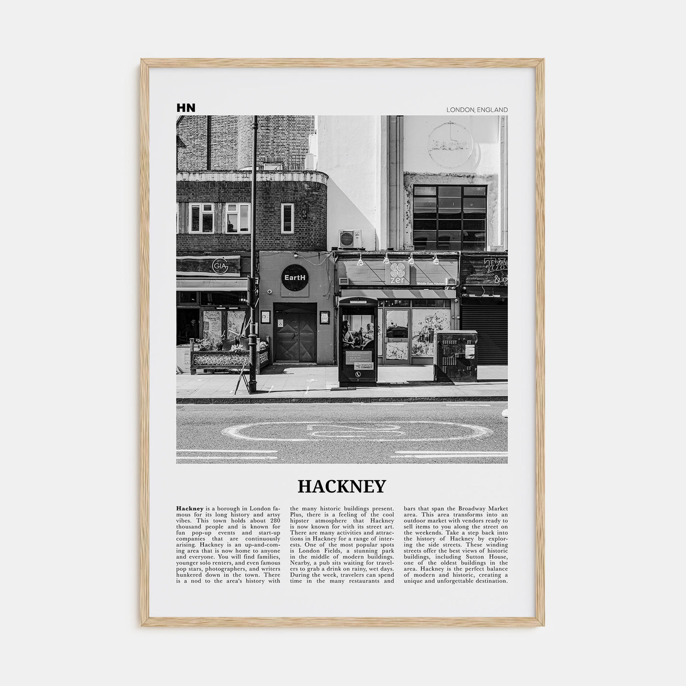 Hackney Travel B&W Poster