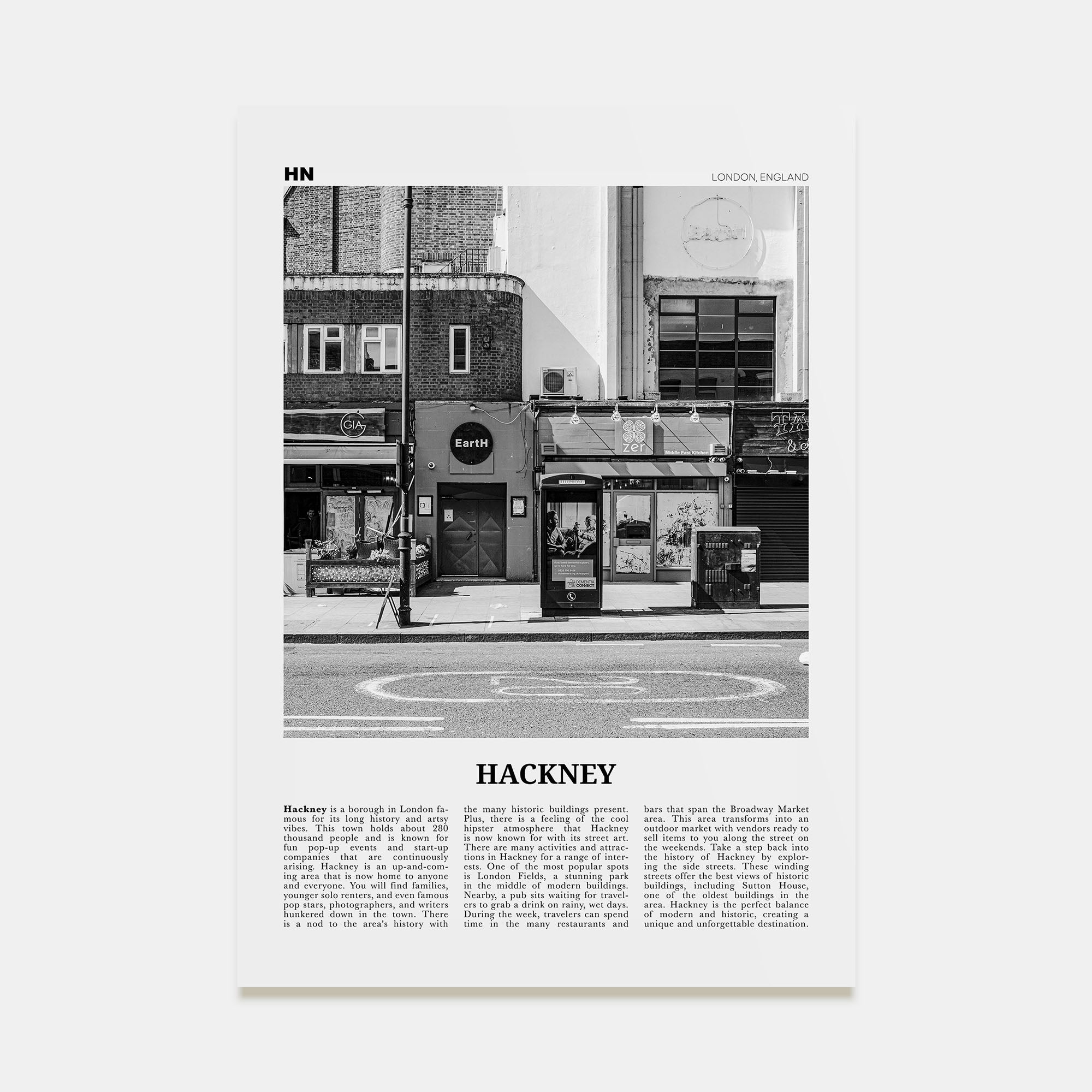Hackney Travel B&W Poster