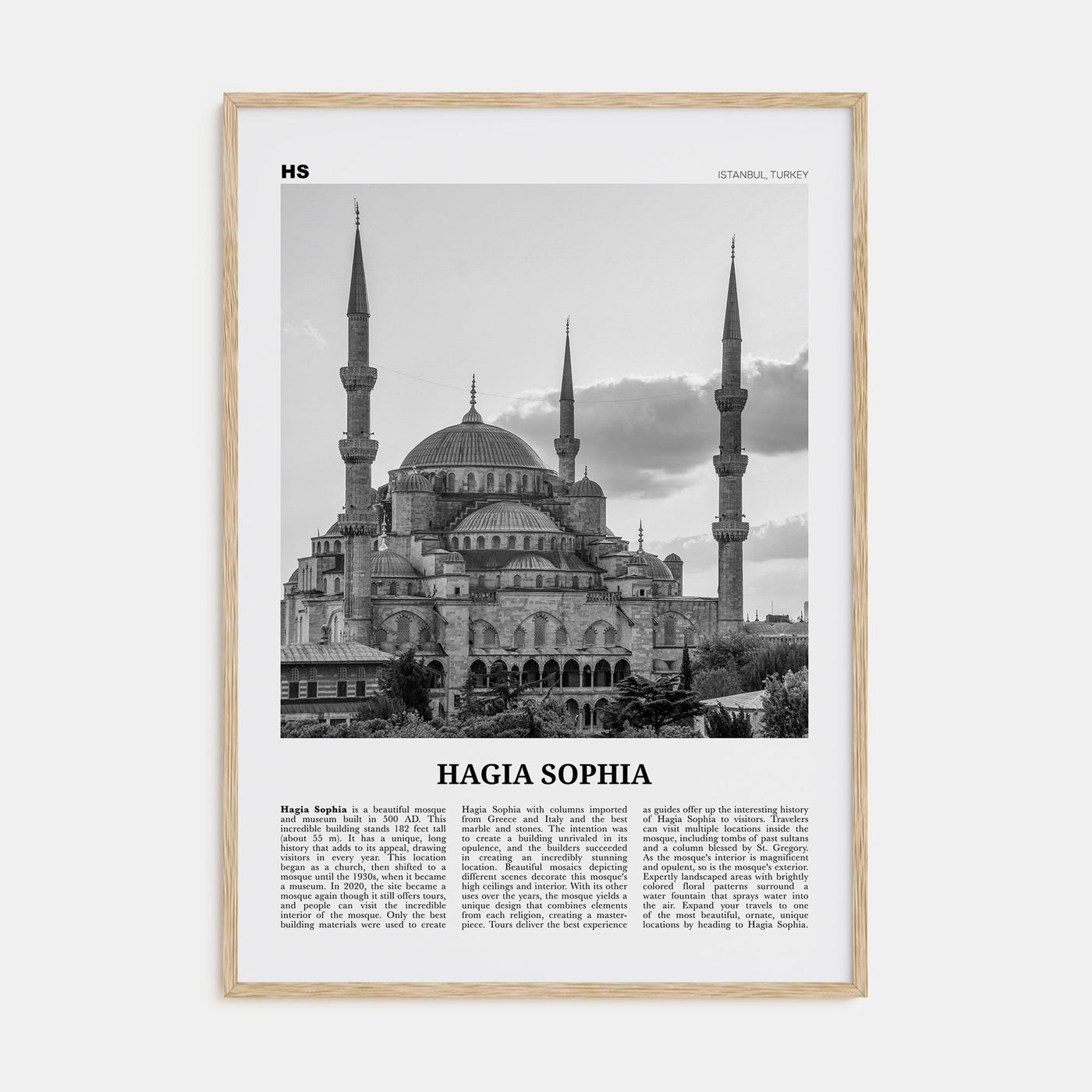 Hagia Sophia Travel B&W Poster