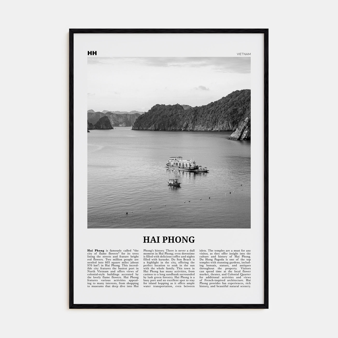 Hai Phong Travel B&W Poster