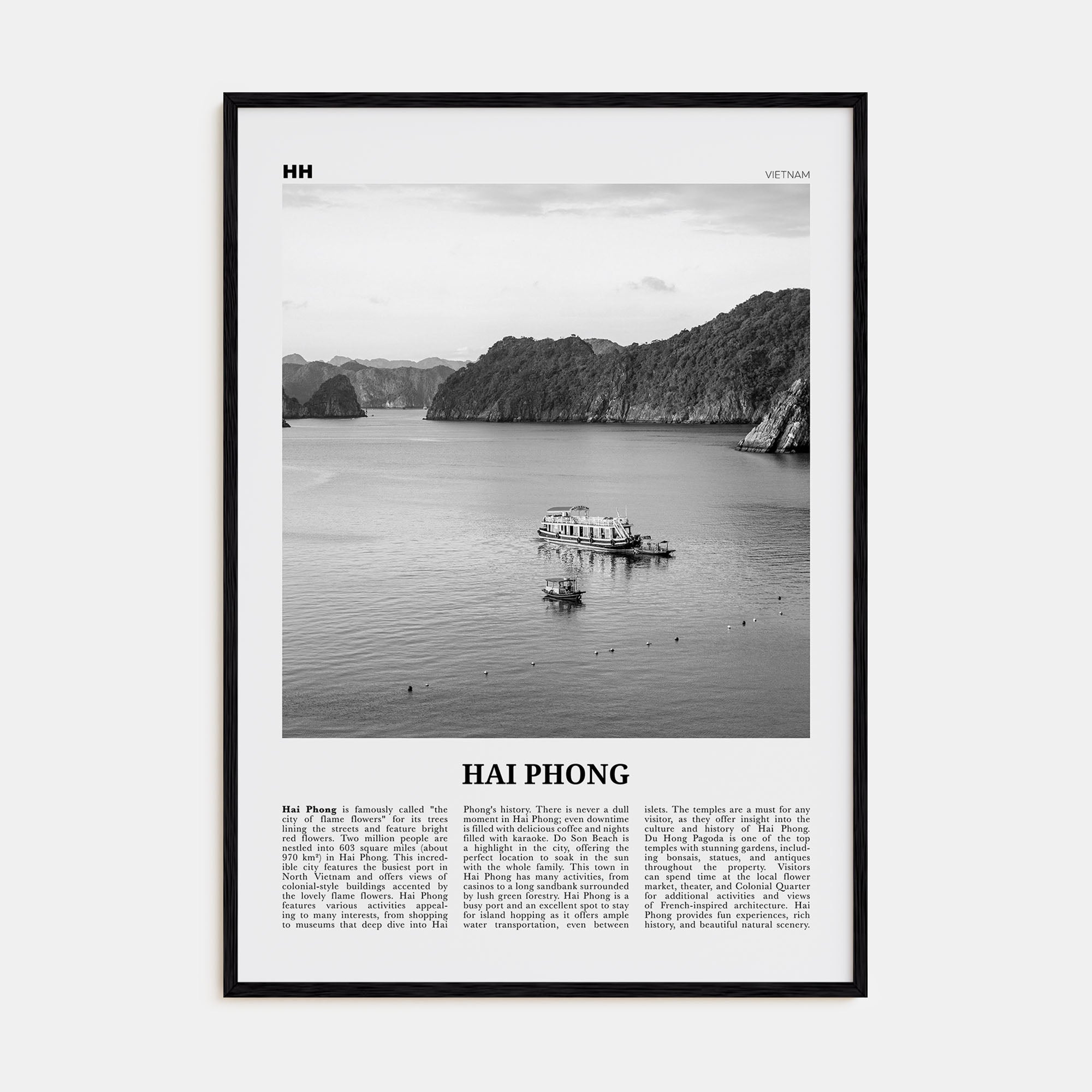 Hai Phong Travel B&W Poster