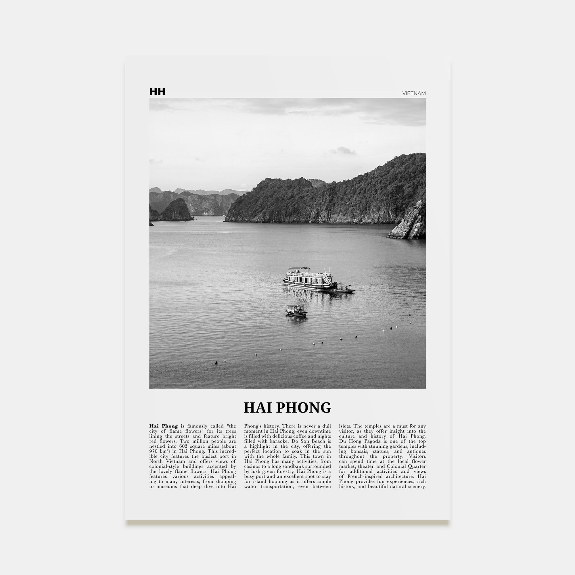 Hai Phong Travel B&W Poster
