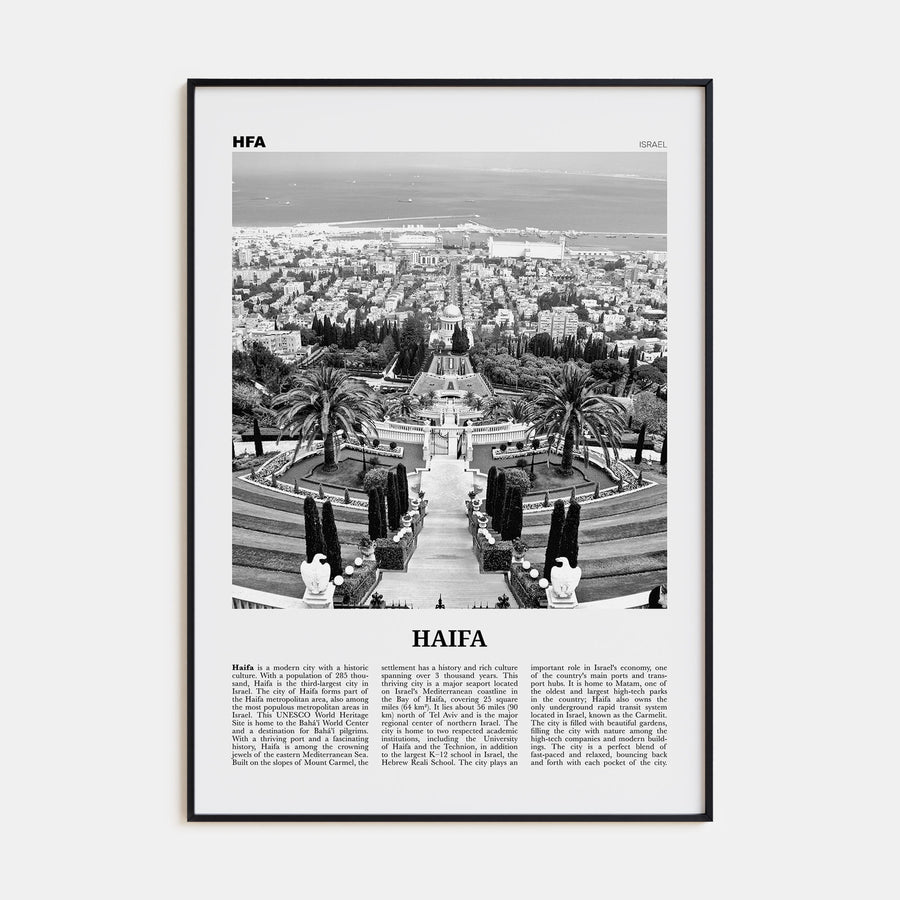 Haifa Travel B&W Poster