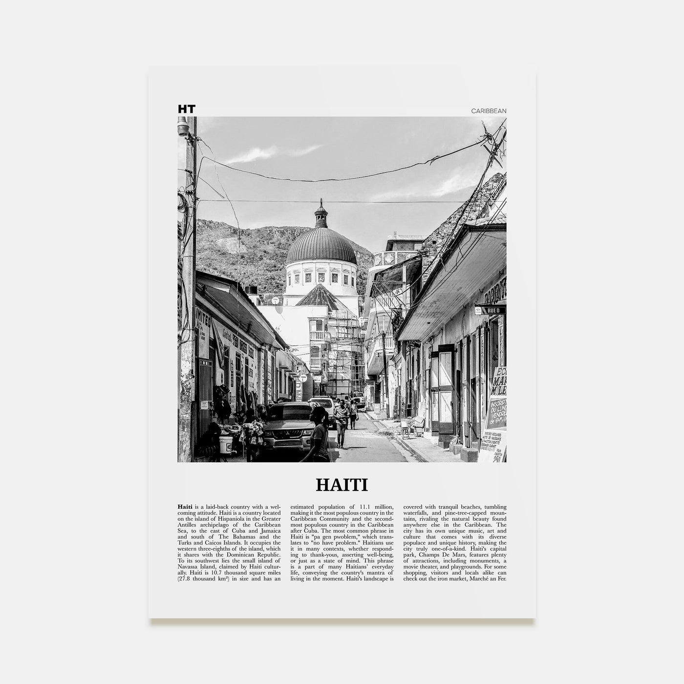 Haiti Travel B&W No 2 Poster