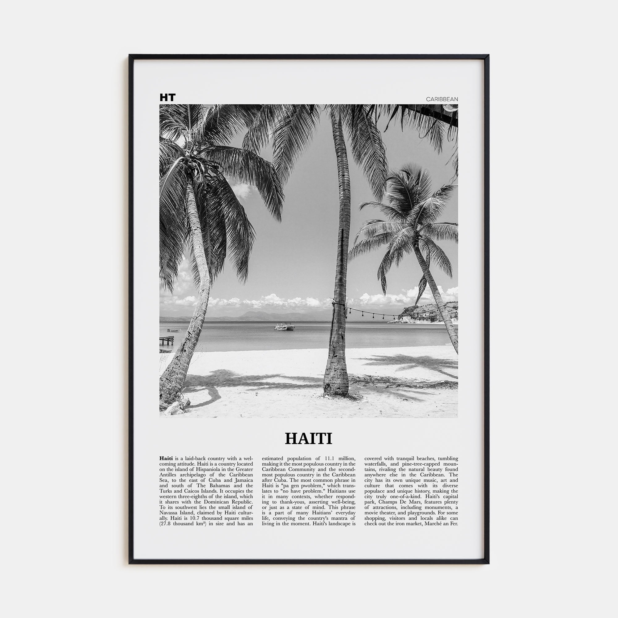 Haiti Travel B&W No 3 Poster