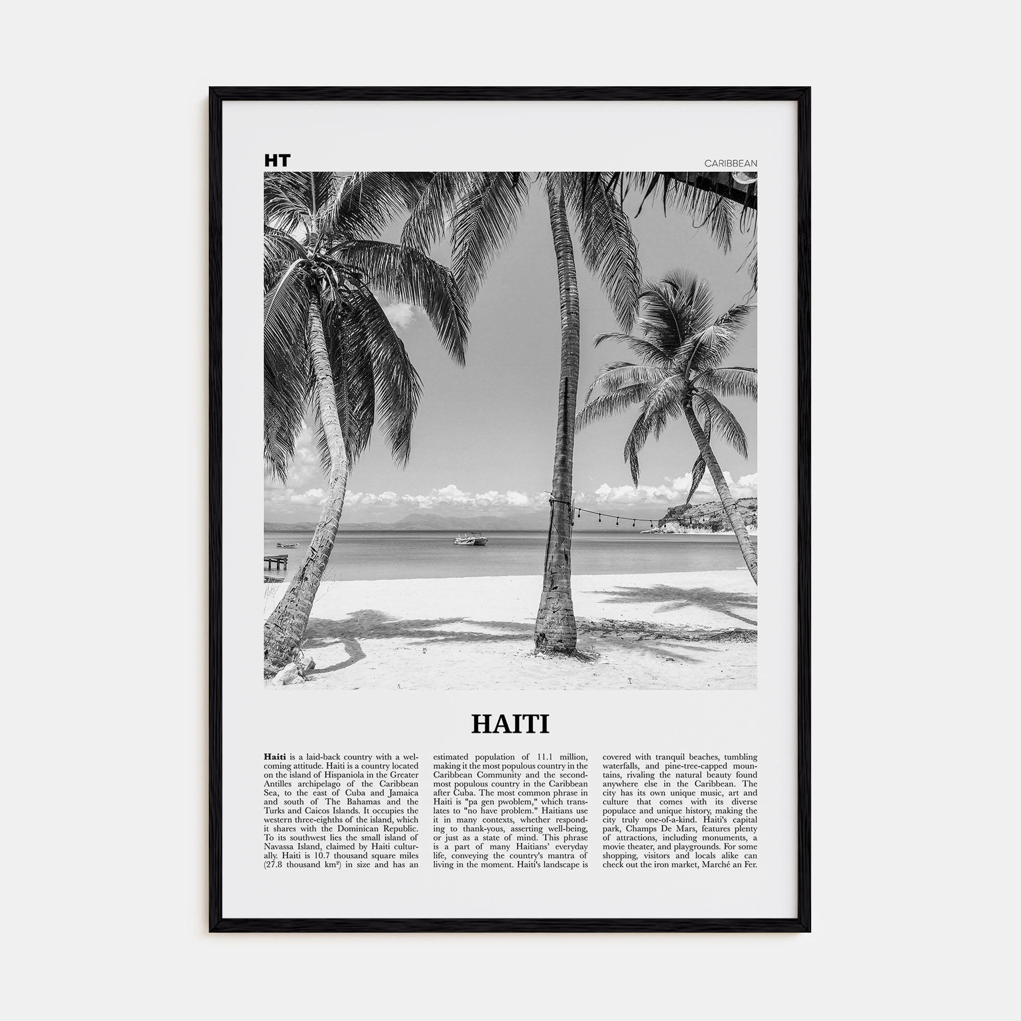 Haiti Travel B&W No 3 Poster