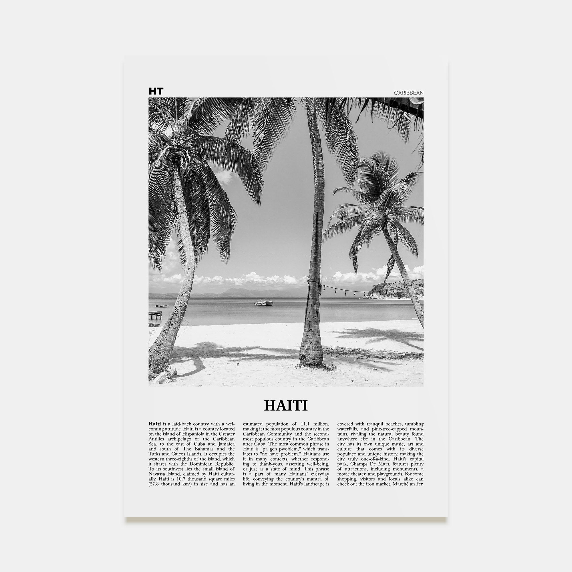 Haiti Travel B&W No 3 Poster