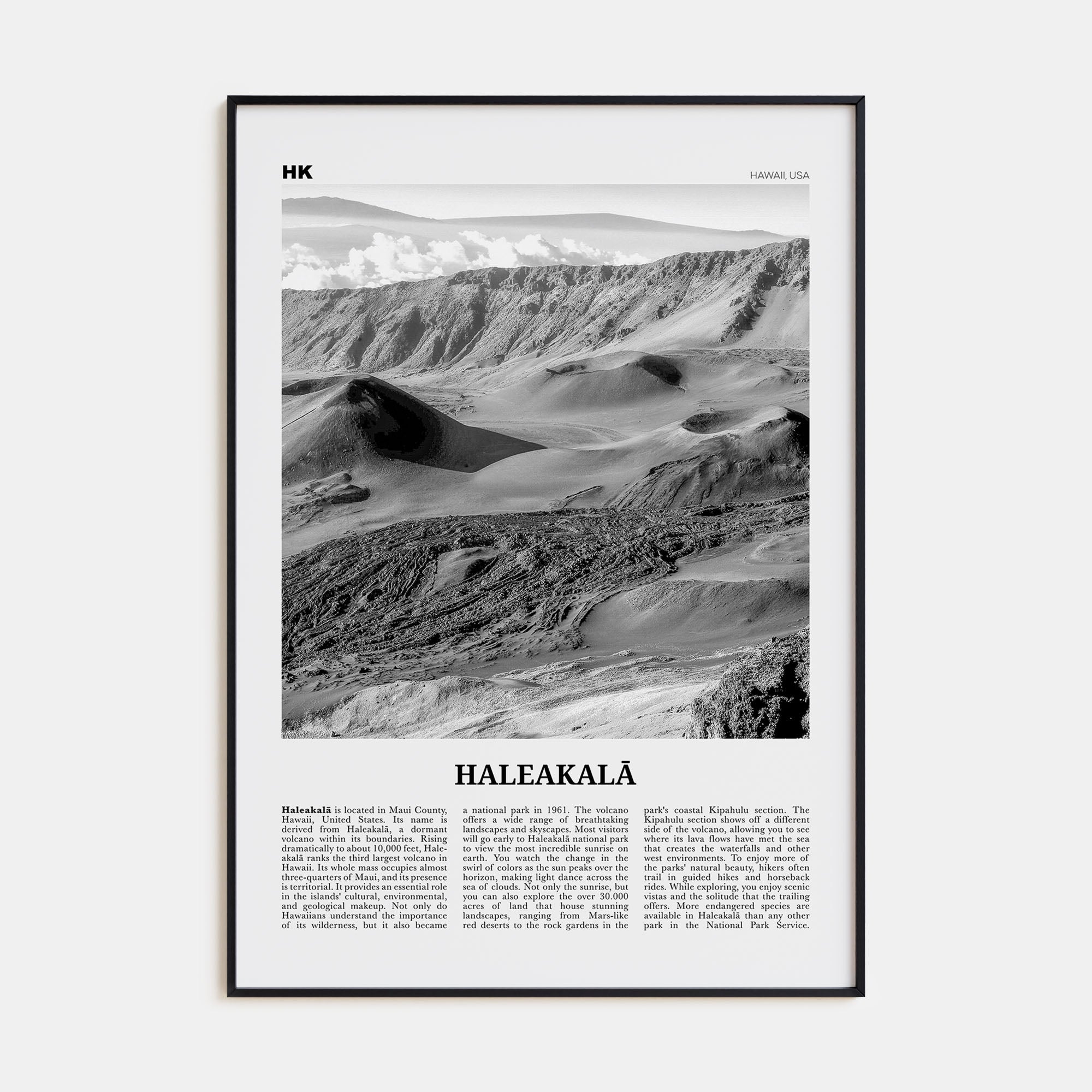 Haleakalā Travel B&W Poster