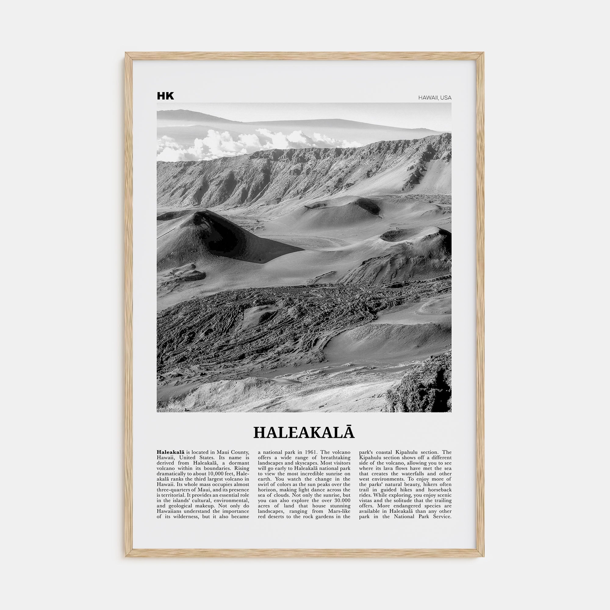 Haleakalā Travel B&W Poster
