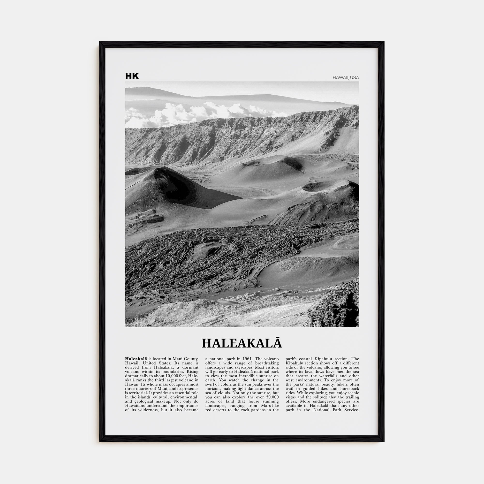 Haleakalā Travel B&W Poster