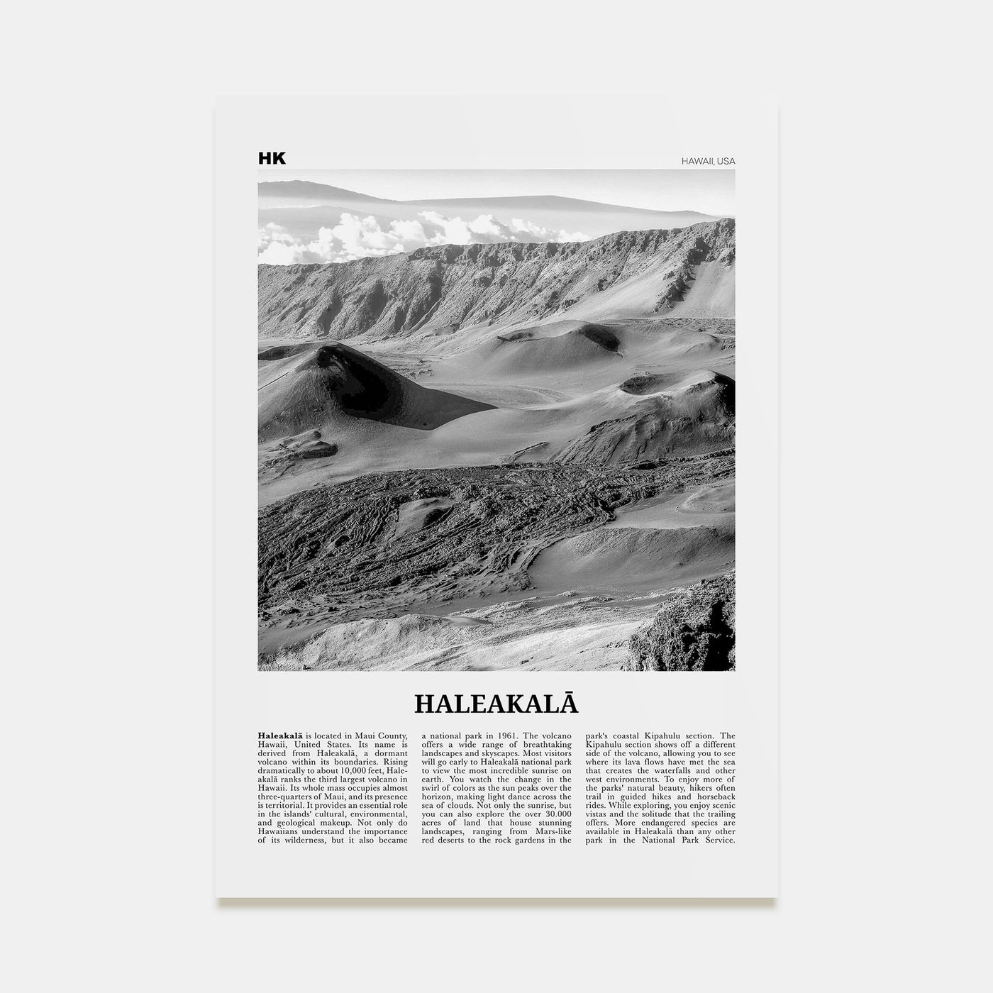 Haleakalā Travel B&W Poster