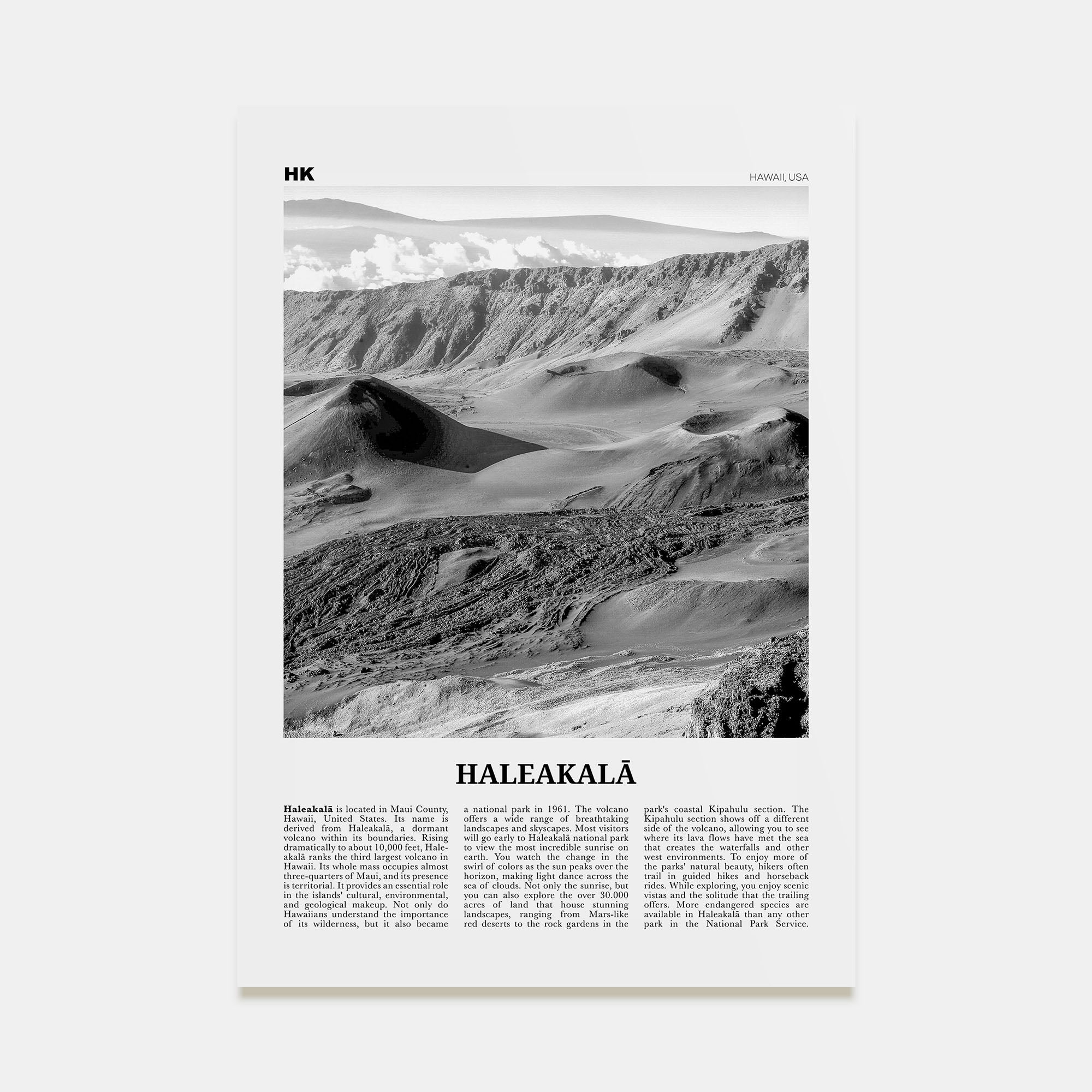 Haleakalā Travel B&W Poster