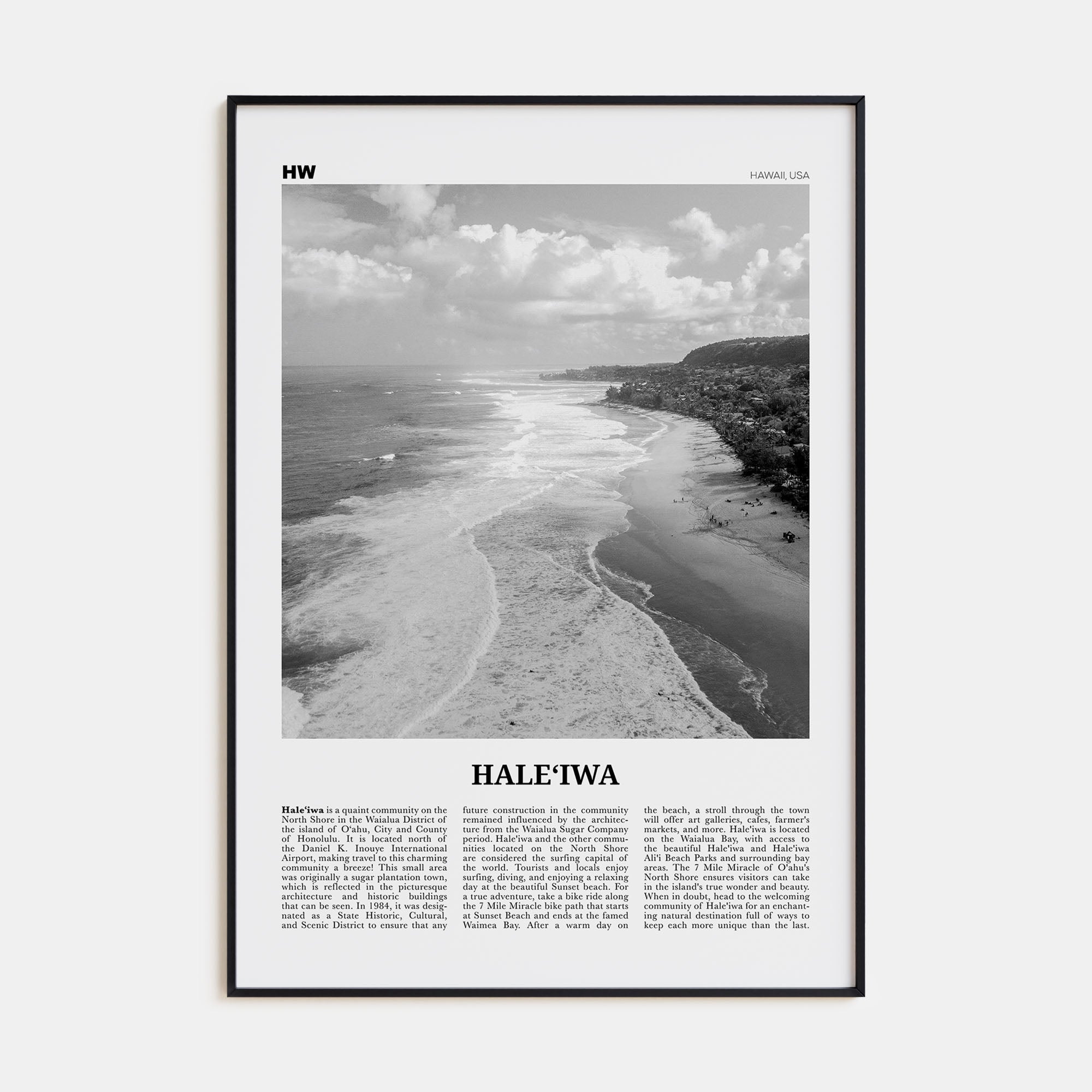 Haleiwa Travel B&W No 2 Poster