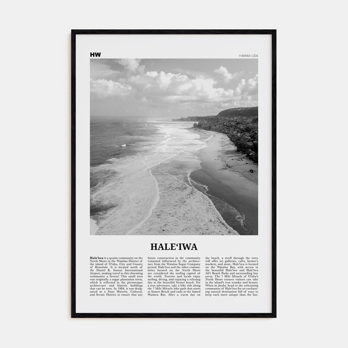 Haleiwa Travel B&W No 2 Poster