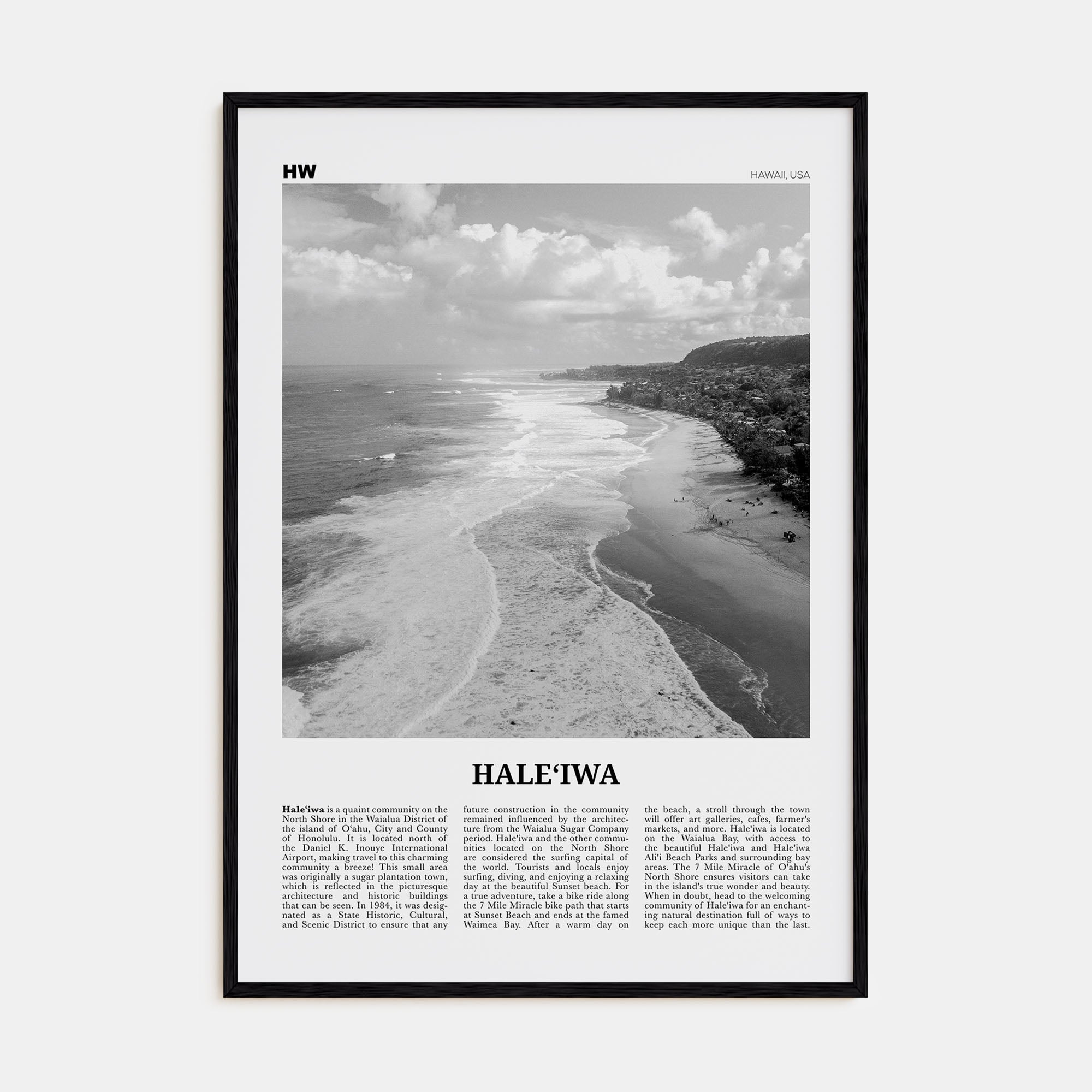 Haleiwa Travel B&W No 2 Poster