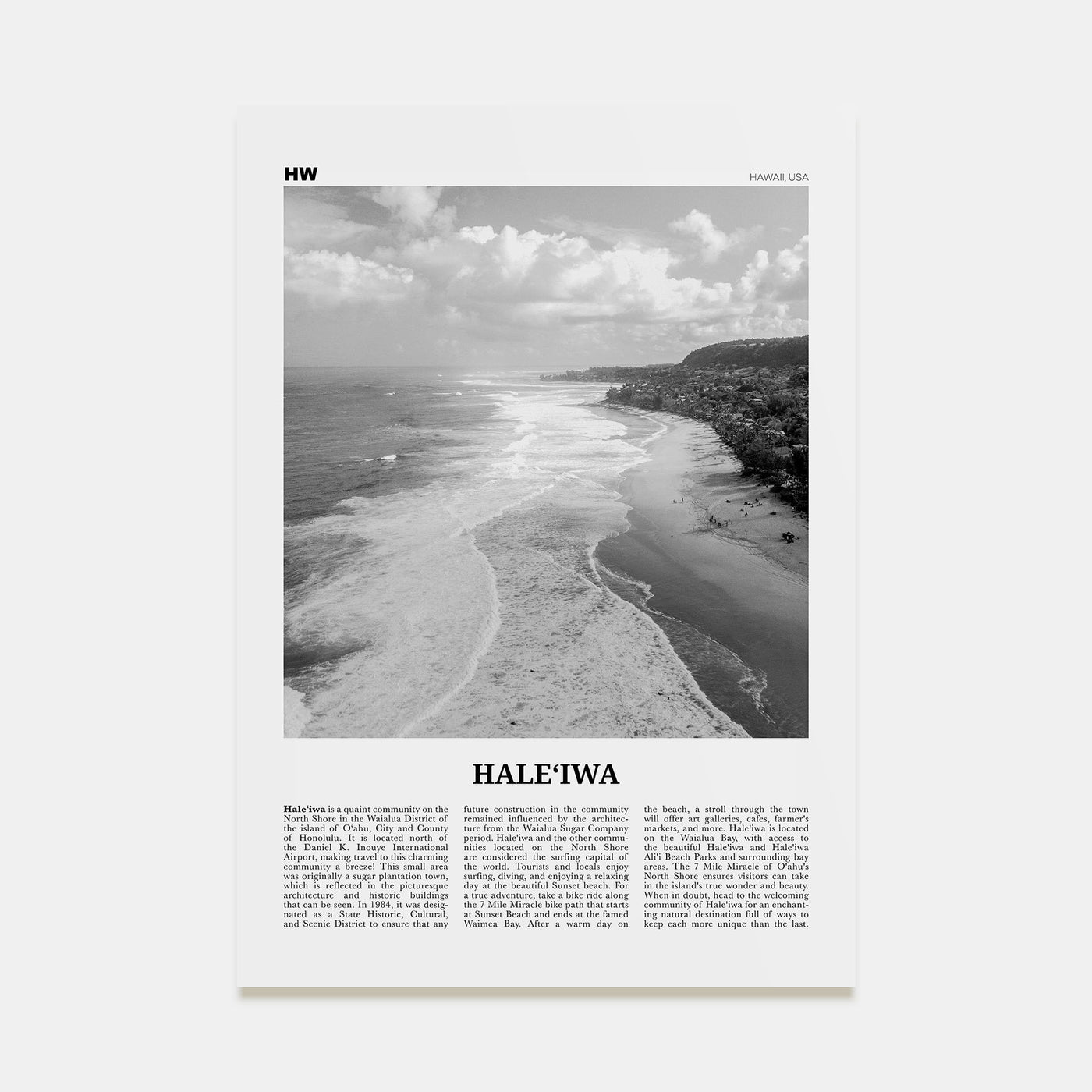 Haleiwa Travel B&W No 2 Poster