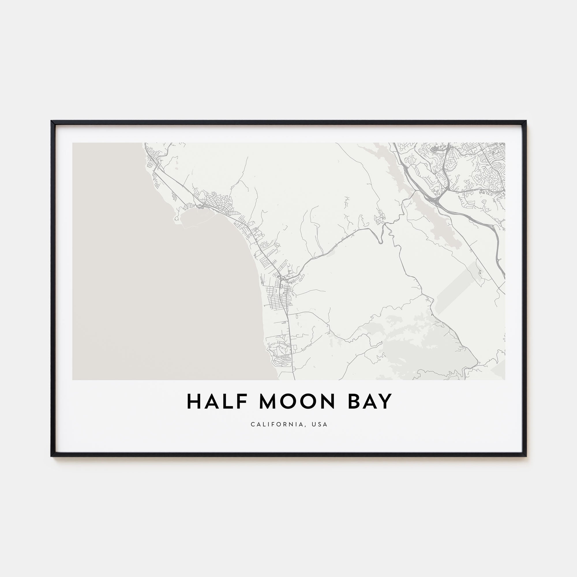 Half Moon Bay Map Landscape Poster