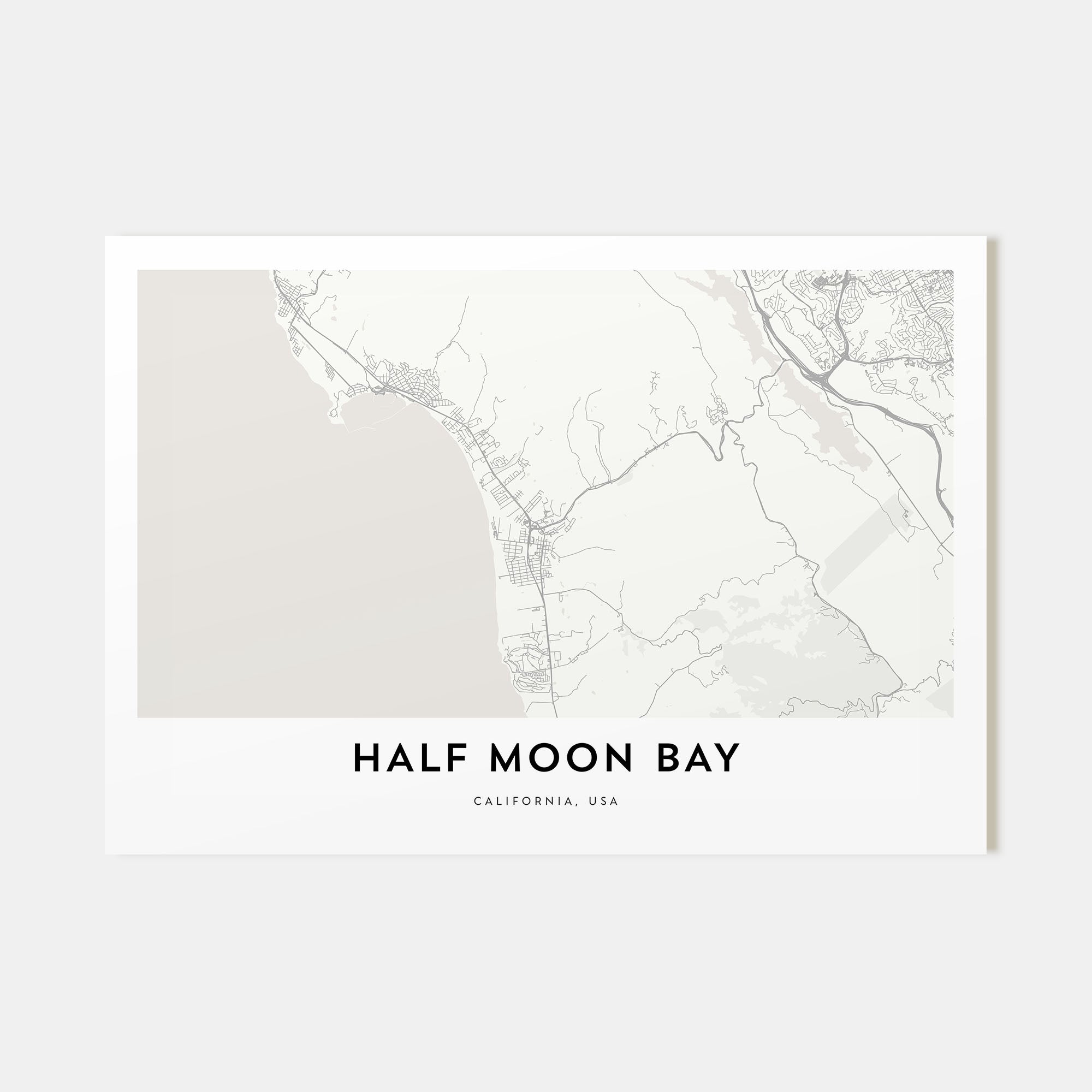 Half Moon Bay Map Landscape Poster