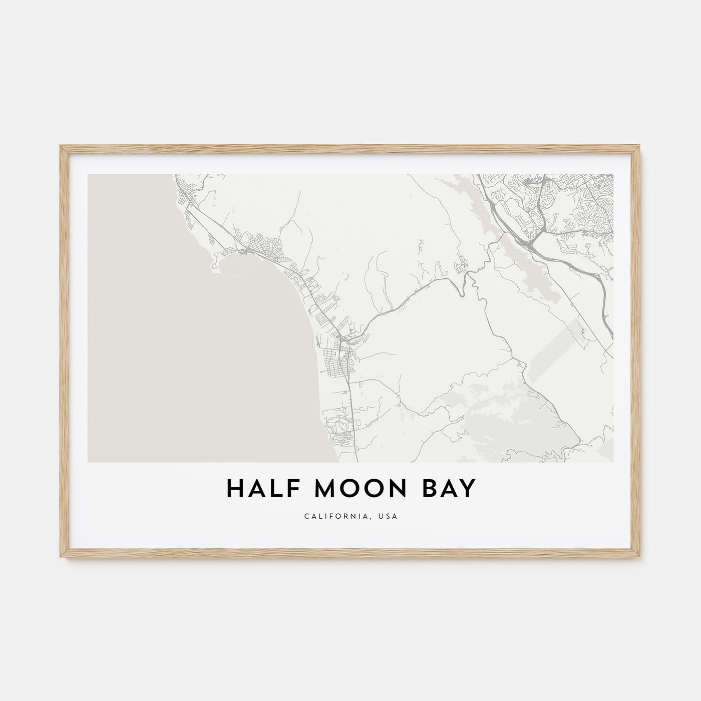 Half Moon Bay Map Landscape Poster