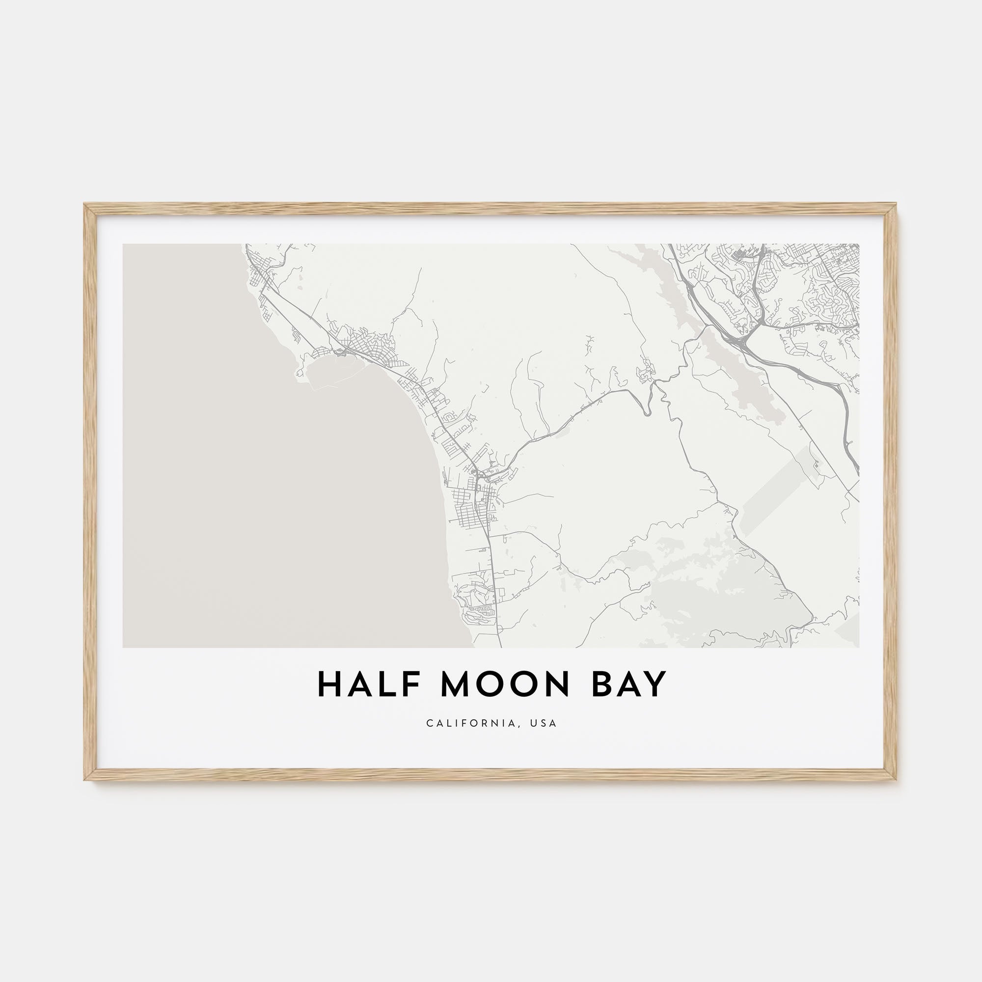 Half Moon Bay Map Landscape Poster
