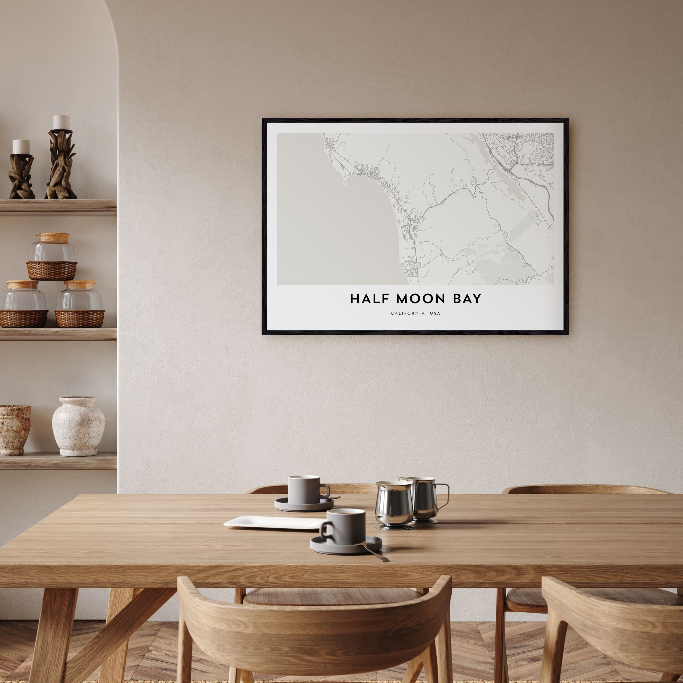 Half Moon Bay Map Landscape Poster
