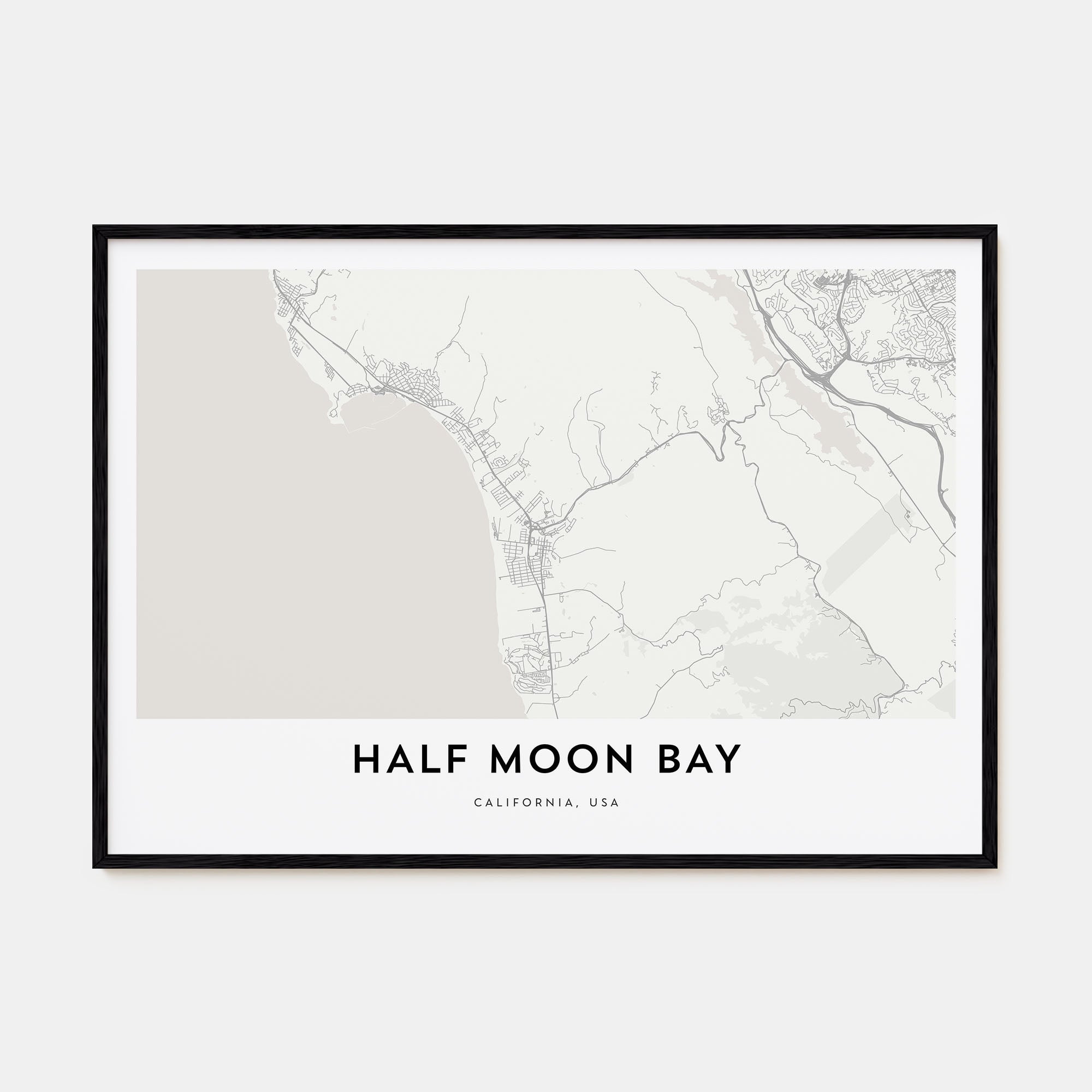 Half Moon Bay Map Landscape Poster