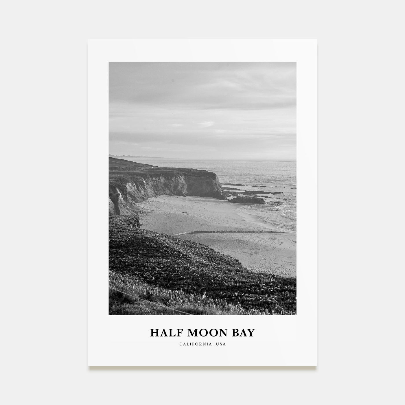 Half Moon Bay Portrait B&W Poster
