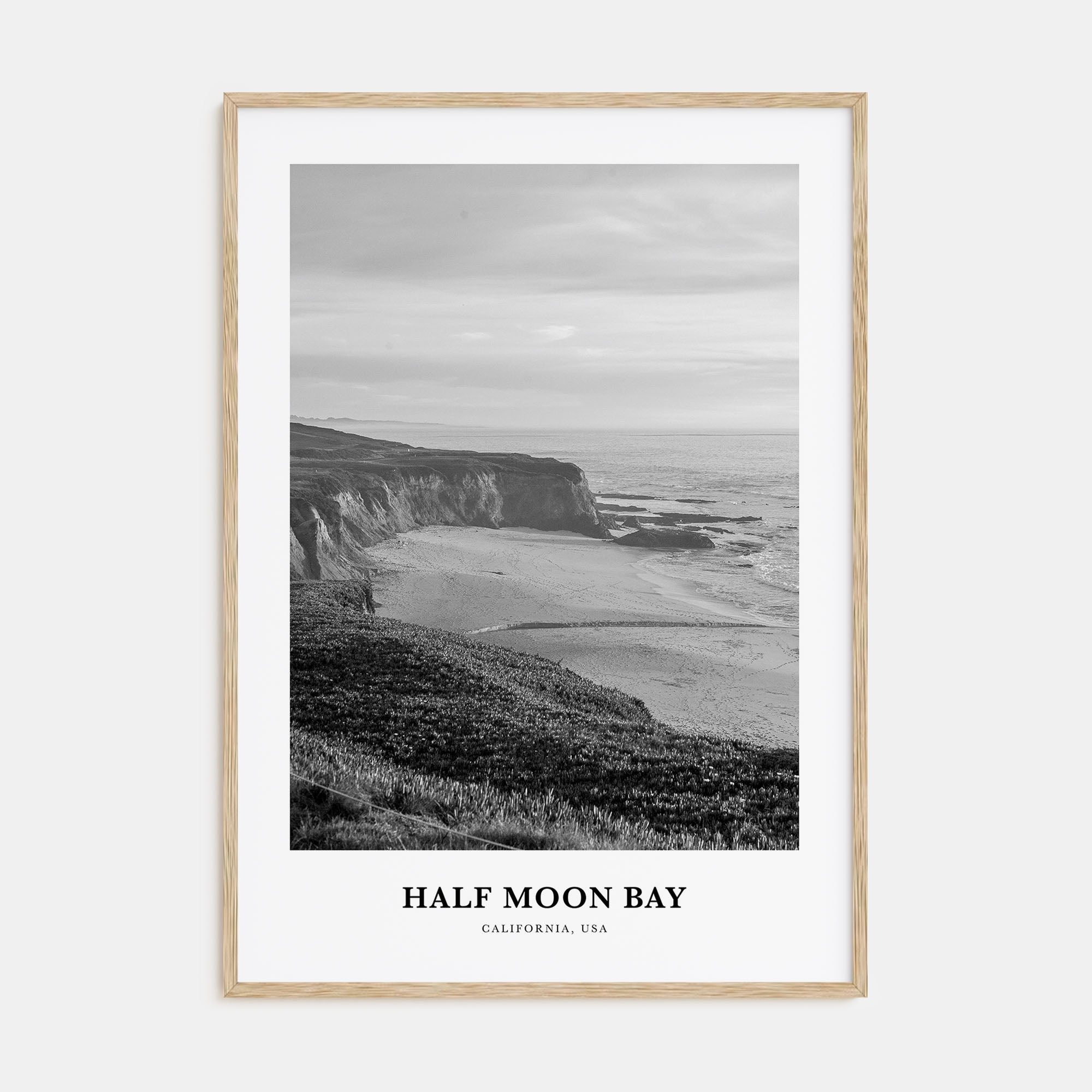 Half Moon Bay Portrait B&W Poster