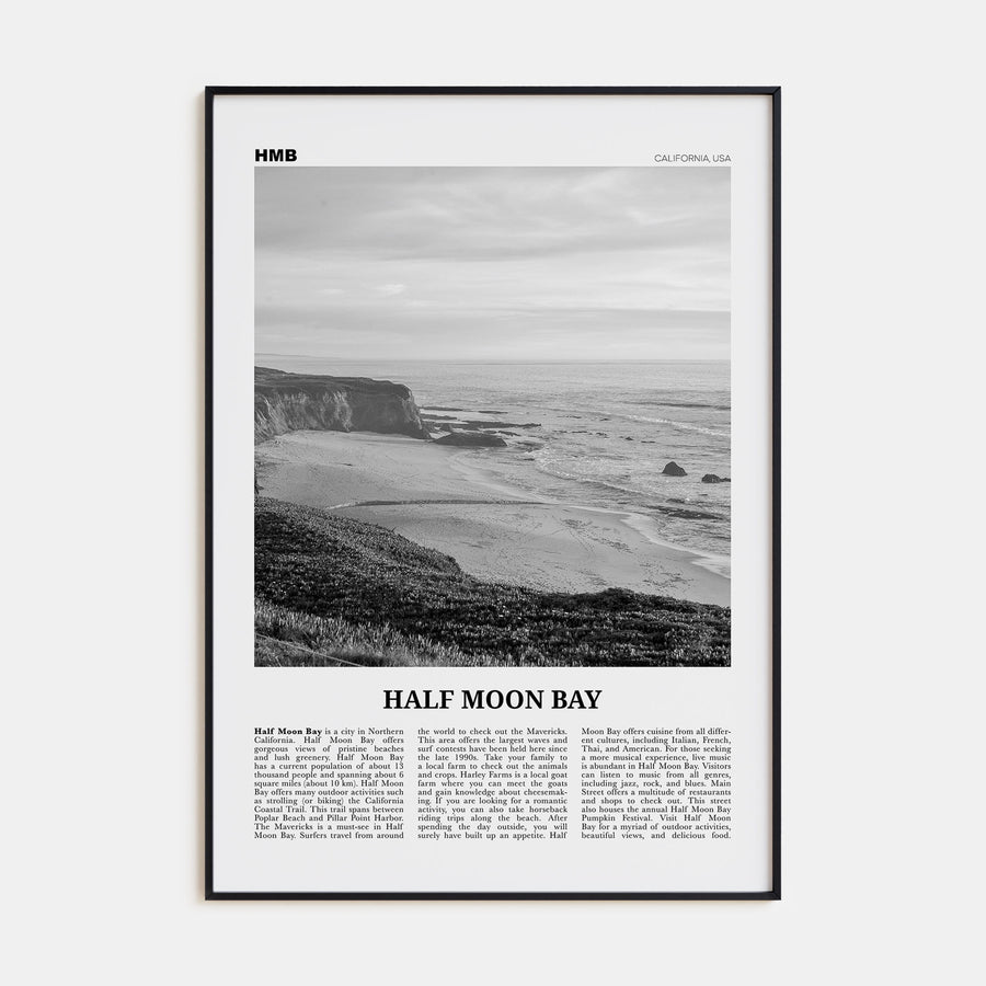Half Moon Bay Travel B&W Poster