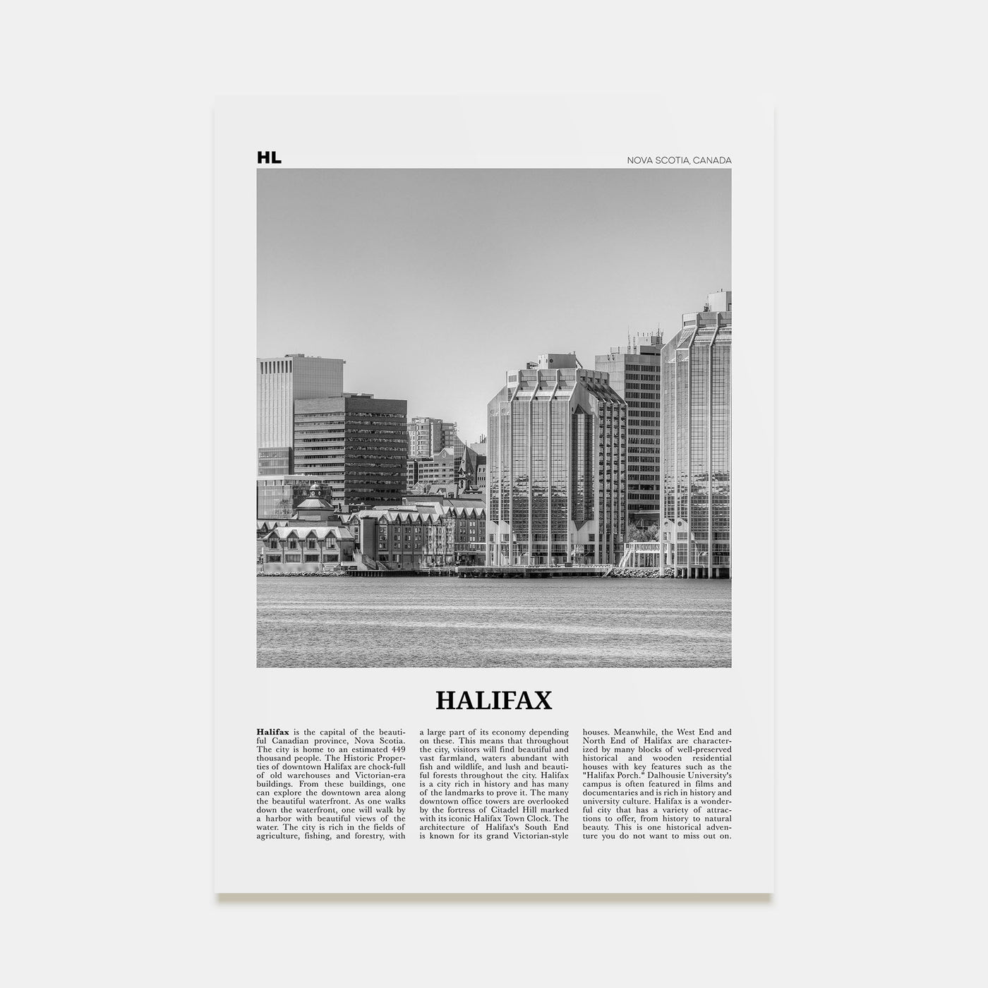 Halifax Travel B&W Poster