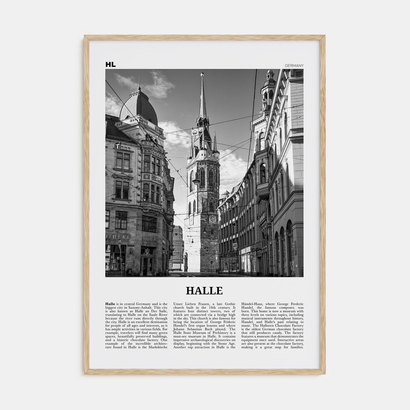 Halle Travel B&W Poster