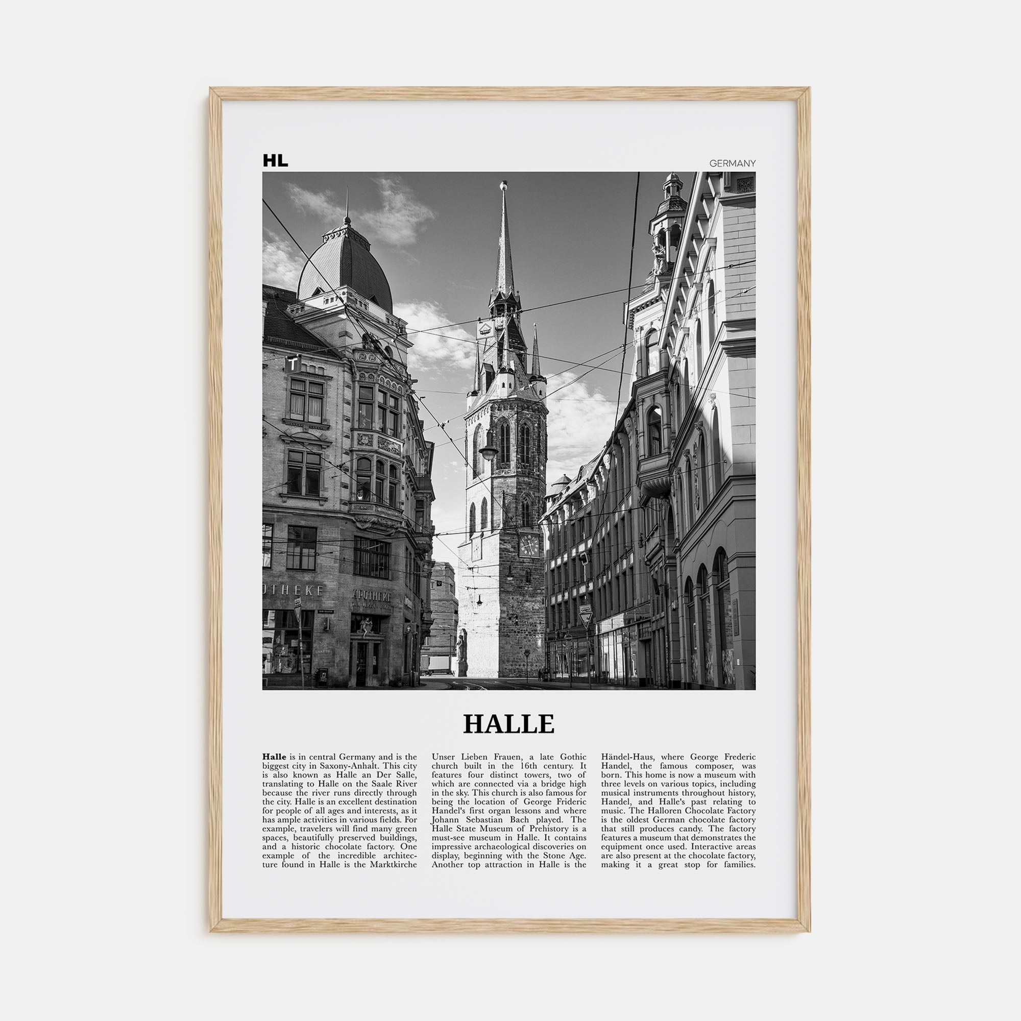 Halle Travel B&W Poster