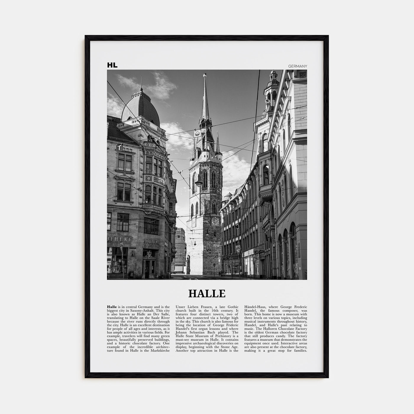 Halle Travel B&W Poster