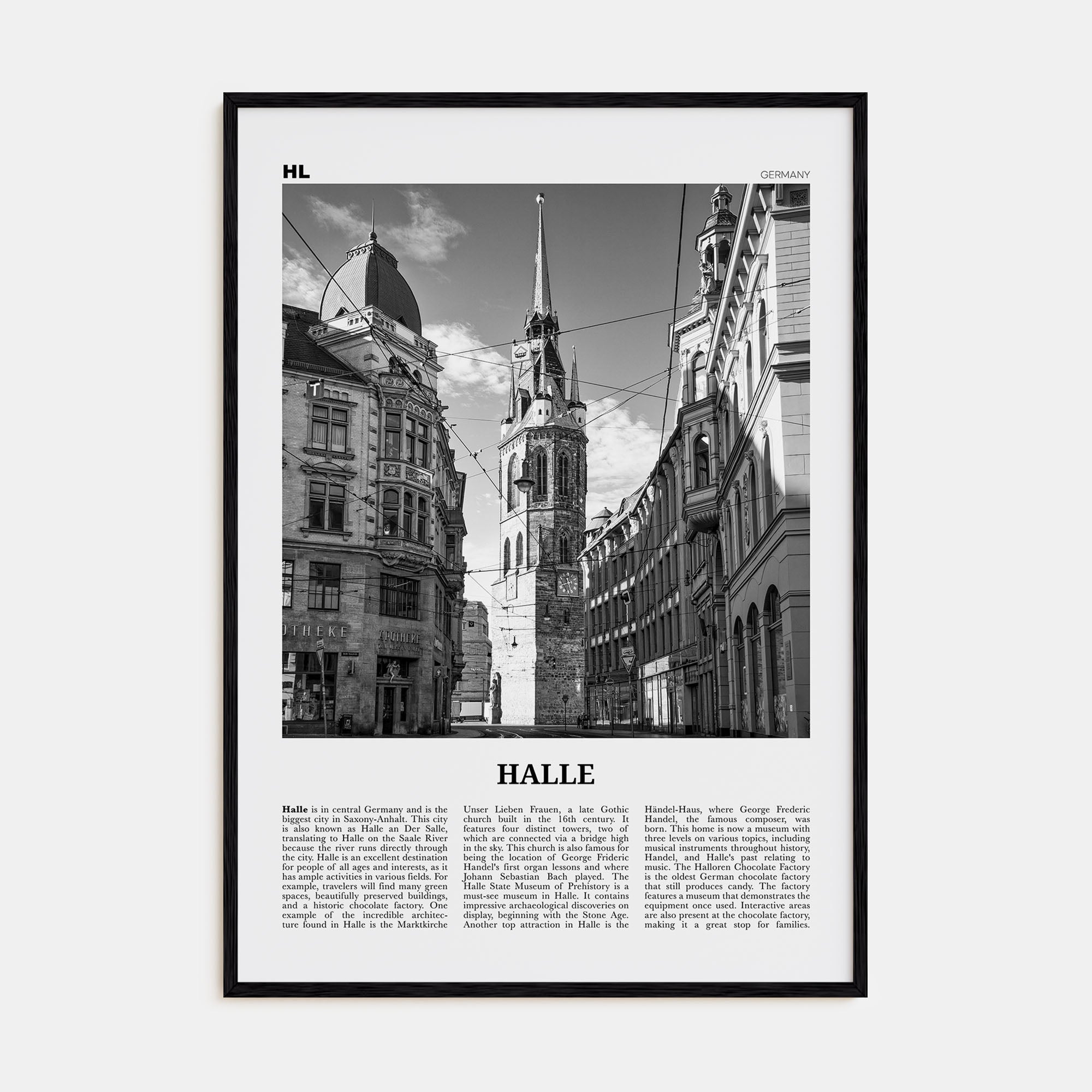 Halle Travel B&W Poster