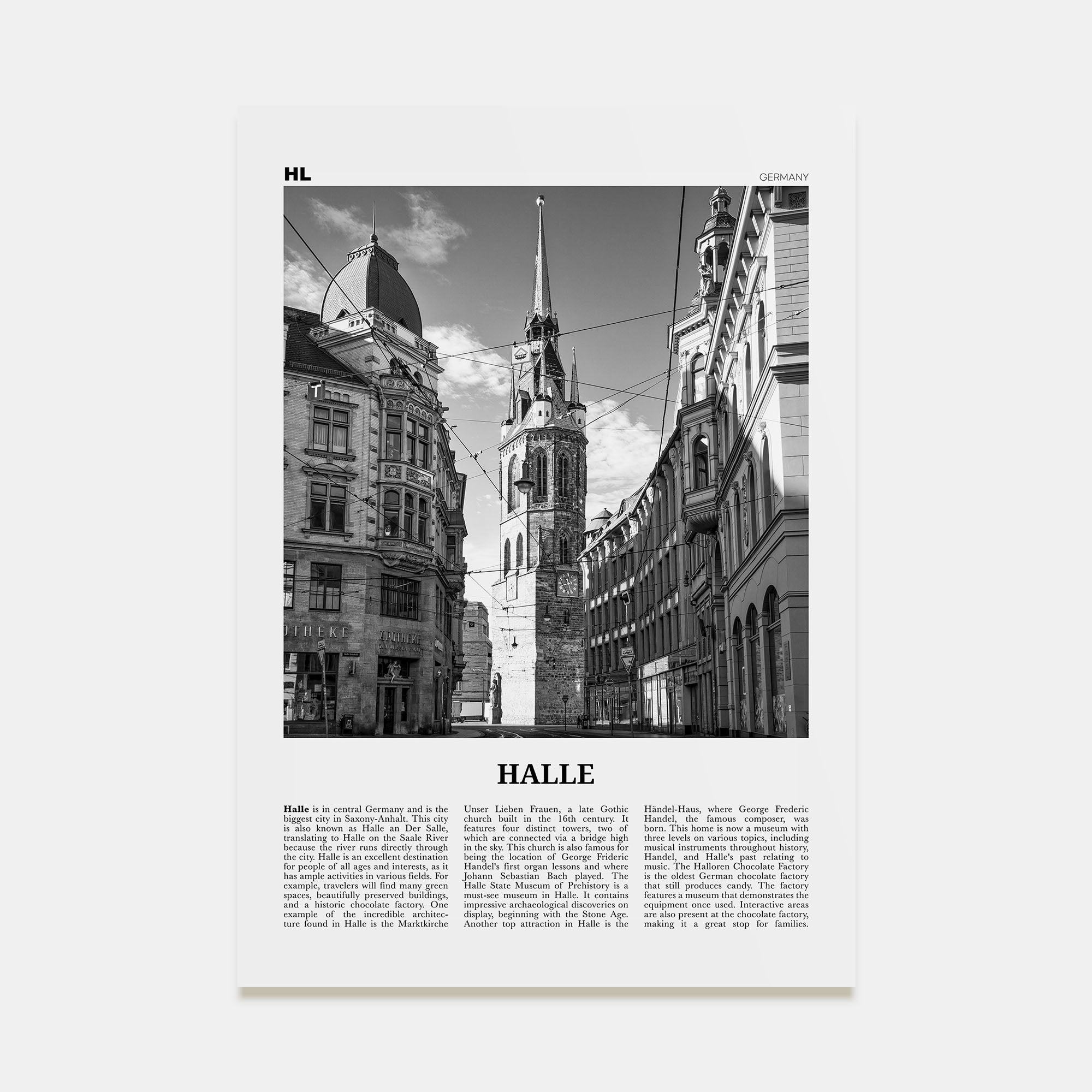 Halle Travel B&W Poster