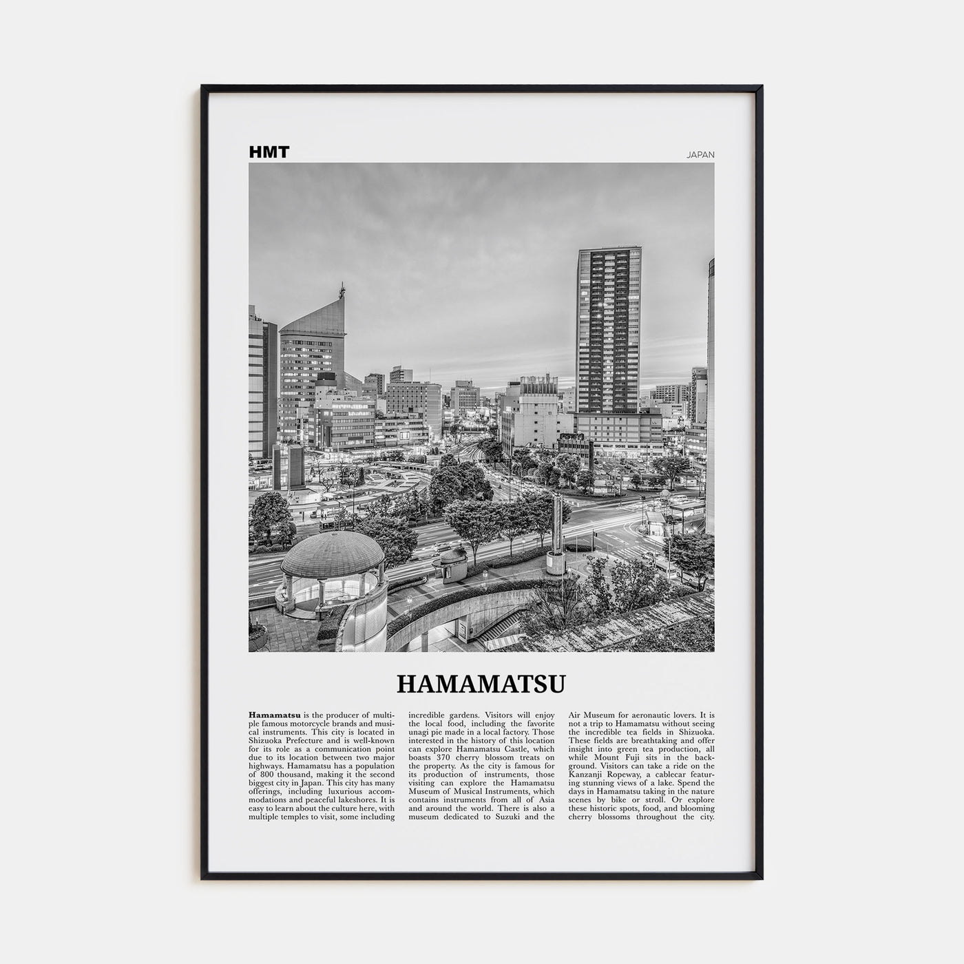 Hamamatsu Travel B&W Poster