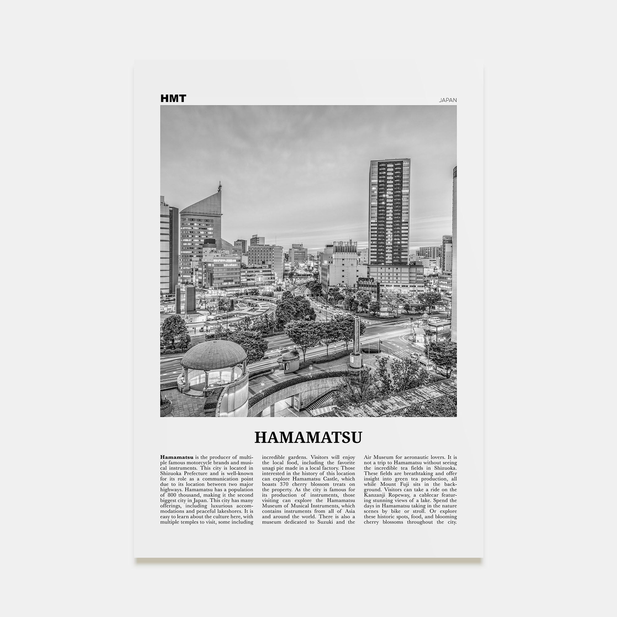 Hamamatsu Travel B&W Poster